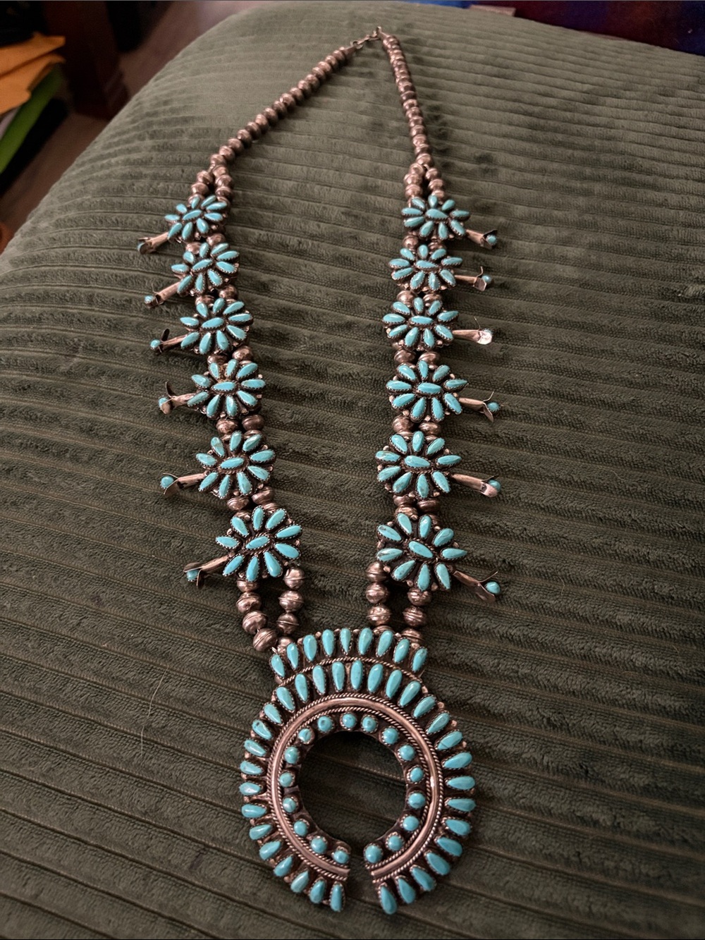 Turquoise Cluster Squash Blossom Necklace - Women Jewelry